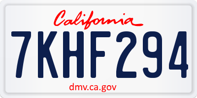 CA license plate 7KHF294