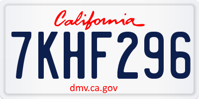 CA license plate 7KHF296