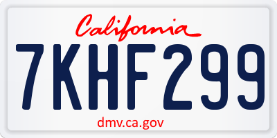 CA license plate 7KHF299