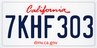 CA license plate 7KHF303