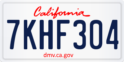 CA license plate 7KHF304