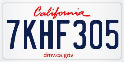 CA license plate 7KHF305
