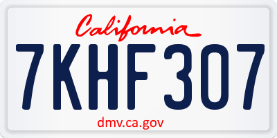 CA license plate 7KHF307