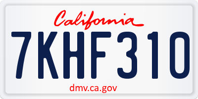CA license plate 7KHF310