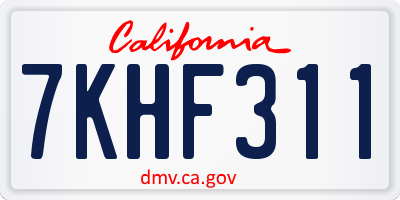 CA license plate 7KHF311