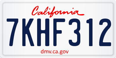 CA license plate 7KHF312