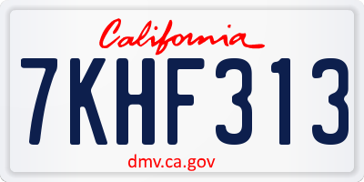 CA license plate 7KHF313