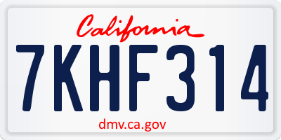 CA license plate 7KHF314