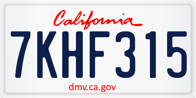 CA license plate 7KHF315
