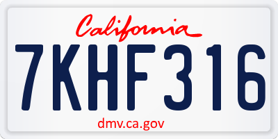CA license plate 7KHF316