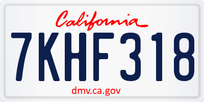 CA license plate 7KHF318