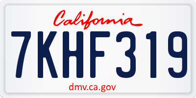 CA license plate 7KHF319