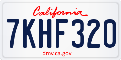 CA license plate 7KHF320