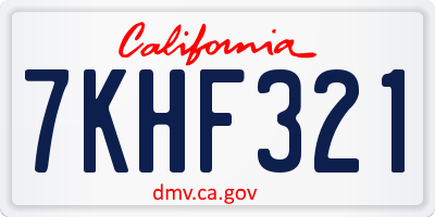 CA license plate 7KHF321