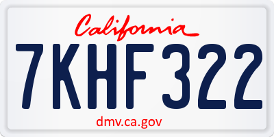 CA license plate 7KHF322