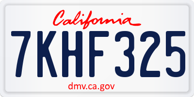 CA license plate 7KHF325