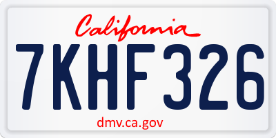 CA license plate 7KHF326