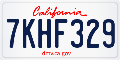 CA license plate 7KHF329