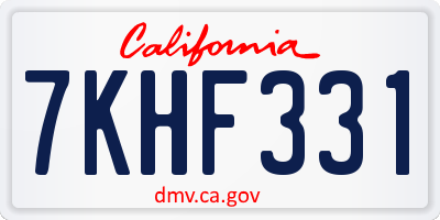 CA license plate 7KHF331