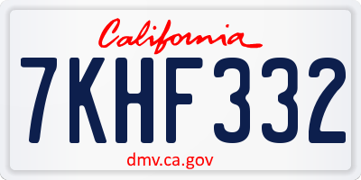 CA license plate 7KHF332