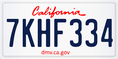 CA license plate 7KHF334