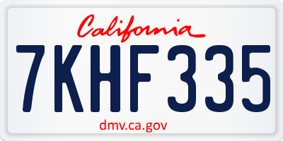 CA license plate 7KHF335