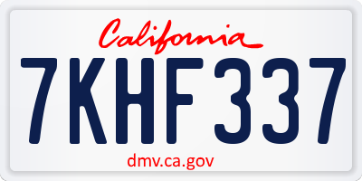 CA license plate 7KHF337