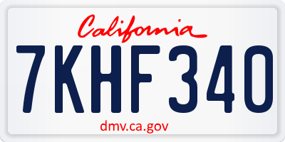 CA license plate 7KHF340