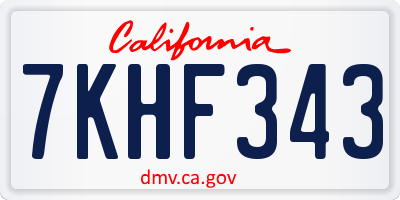 CA license plate 7KHF343