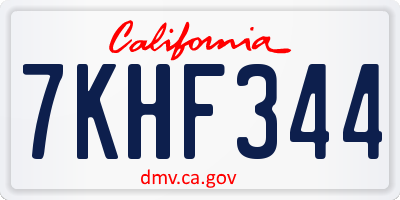 CA license plate 7KHF344
