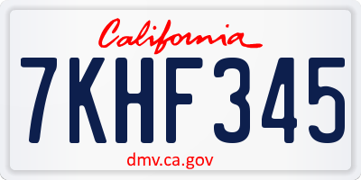 CA license plate 7KHF345