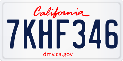 CA license plate 7KHF346