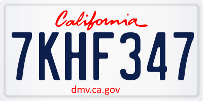 CA license plate 7KHF347