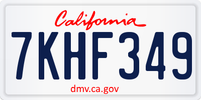 CA license plate 7KHF349