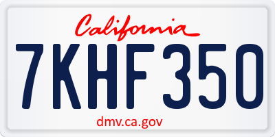 CA license plate 7KHF350
