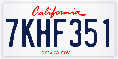 CA license plate 7KHF351