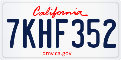 CA license plate 7KHF352