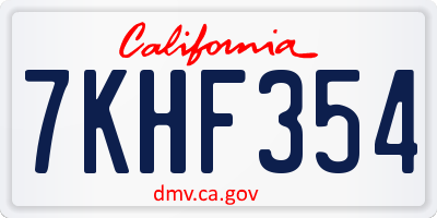 CA license plate 7KHF354