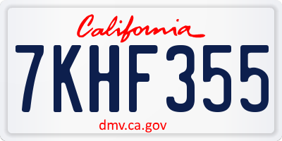 CA license plate 7KHF355