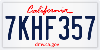 CA license plate 7KHF357