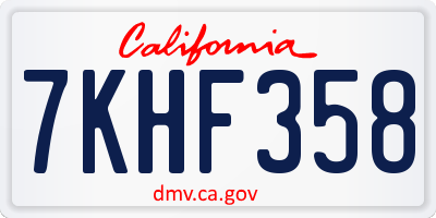 CA license plate 7KHF358