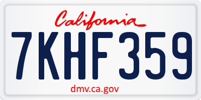 CA license plate 7KHF359