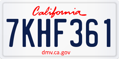 CA license plate 7KHF361