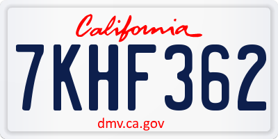 CA license plate 7KHF362