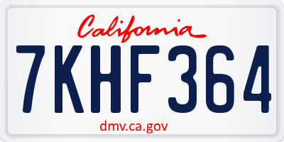 CA license plate 7KHF364