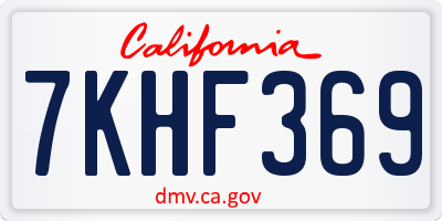 CA license plate 7KHF369
