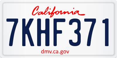 CA license plate 7KHF371