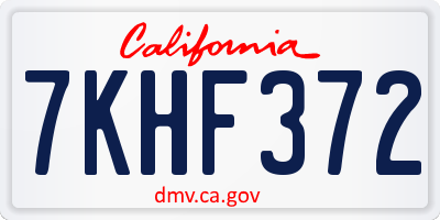 CA license plate 7KHF372