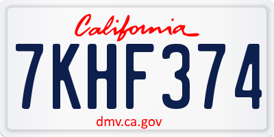 CA license plate 7KHF374