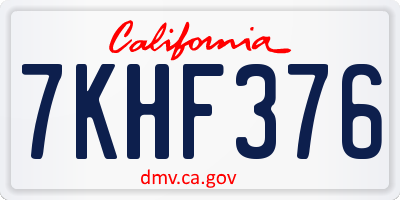CA license plate 7KHF376